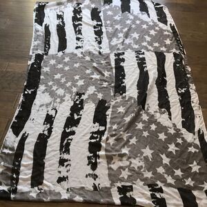 American Flag Inspired Patriotic Oversized Scarf Wrap Wall Hanging Black & White